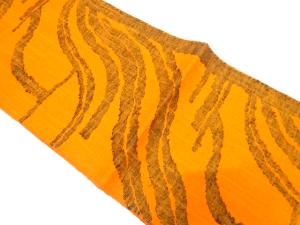 未使用品　手織り真綿紬　抽象模様織り出し　名古屋帯